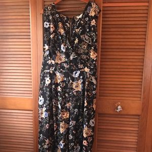 Yumi peacock/flower print romper